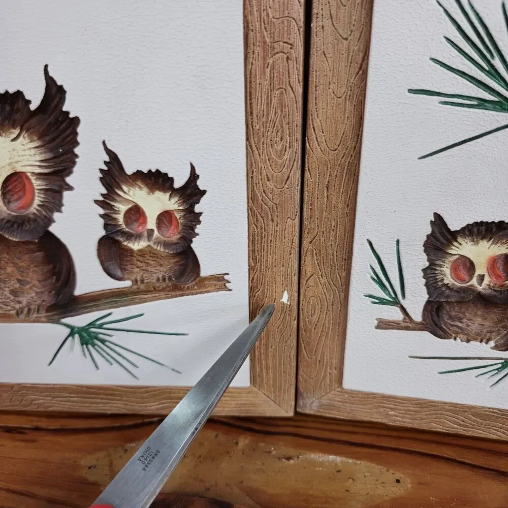 Vintage Owl Wall Plaque Plaster Chalk Ware by Modern Art Co ‘73; Vtg Home Decor